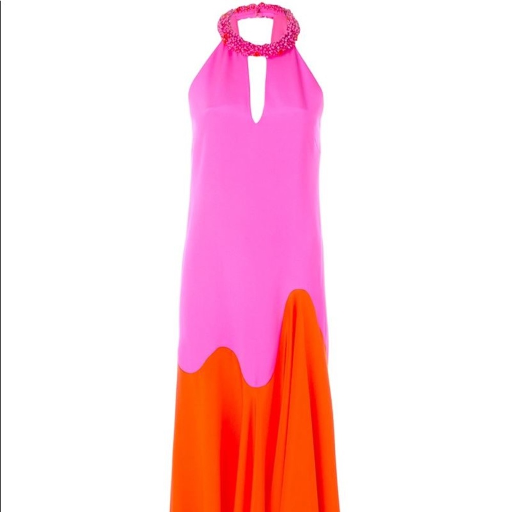 Emilio Pucci silk evening gown with beaded collar